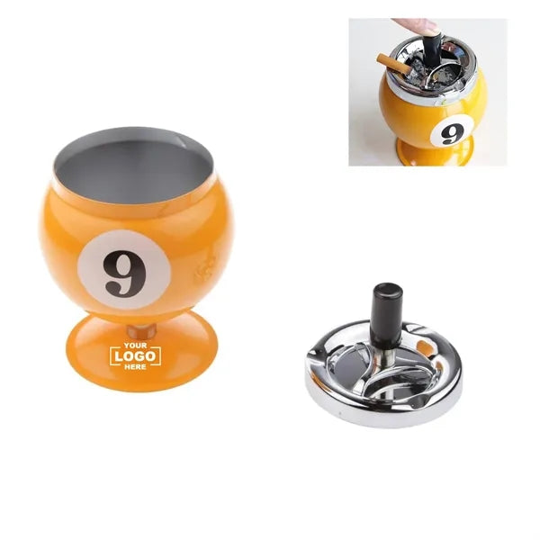 Collectible Aluminum Pool Billiard Ball Ashtray wit