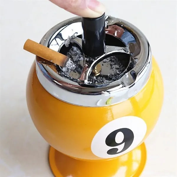 Collectible Aluminum Pool Billiard Ball Ashtray wit