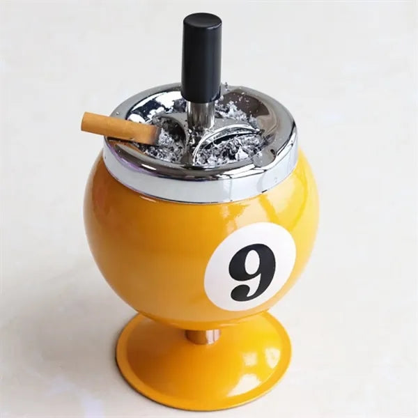 Collectible Aluminum Pool Billiard Ball Ashtray wit