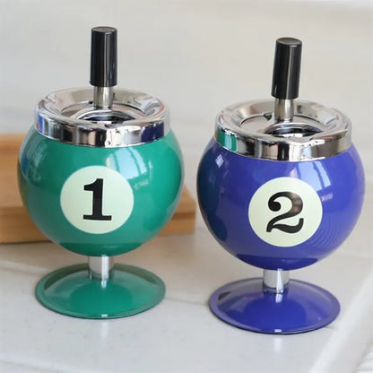 Collectible Aluminum Pool Billiard Ball Ashtray wit