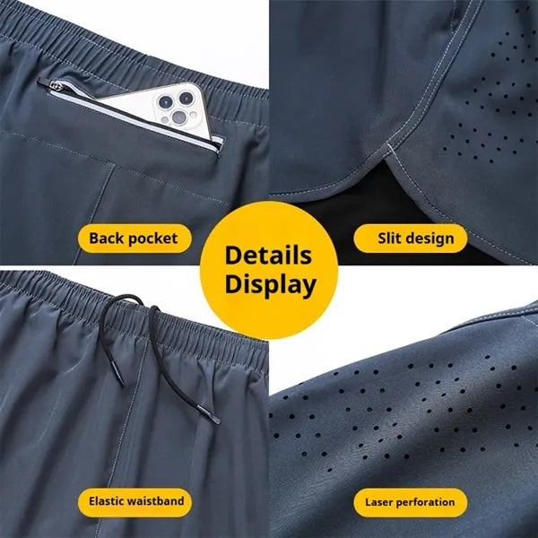 Breathable quick dry workout gym women men running shorts