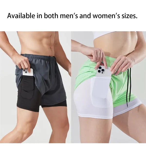 Breathable quick dry workout gym women men running shorts