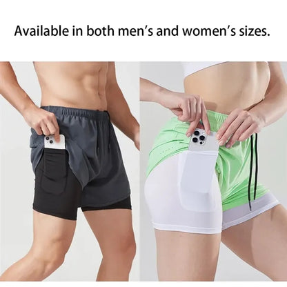 Breathable quick dry workout gym women men running shorts