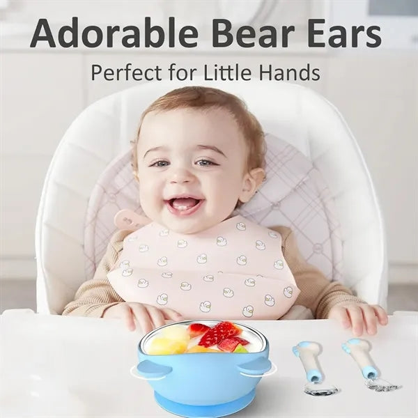Cute Anti-Spill and Heatproof Stainless Steel Baby Bowl