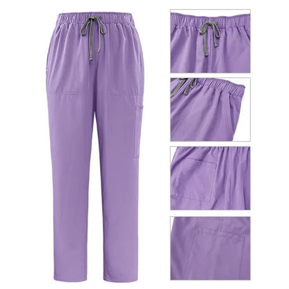 Solid nurse top and pants medical uniform women's scrub set