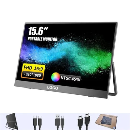 15.6in 1080P USB-C HDMI Travel Monitor with Foldable Stand