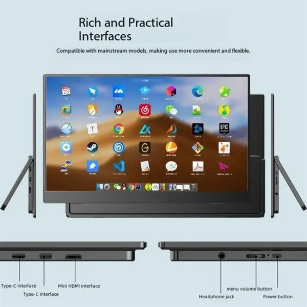 15.6in 1080P USB-C HDMI Travel Monitor with Foldable Stand