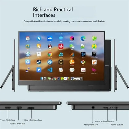 15.6in 1080P USB-C HDMI Travel Monitor with Foldable Stand