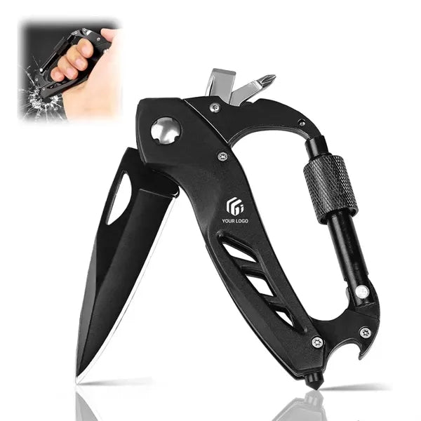 Camping hiking foldable pocket knife multitool carabiner
