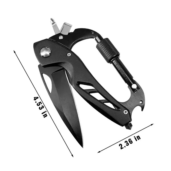 Camping hiking foldable pocket knife multitool carabiner