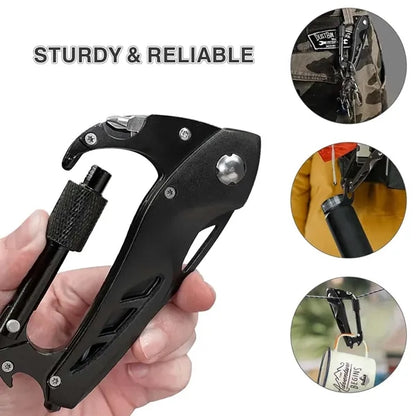 Camping hiking foldable pocket knife multitool carabiner
