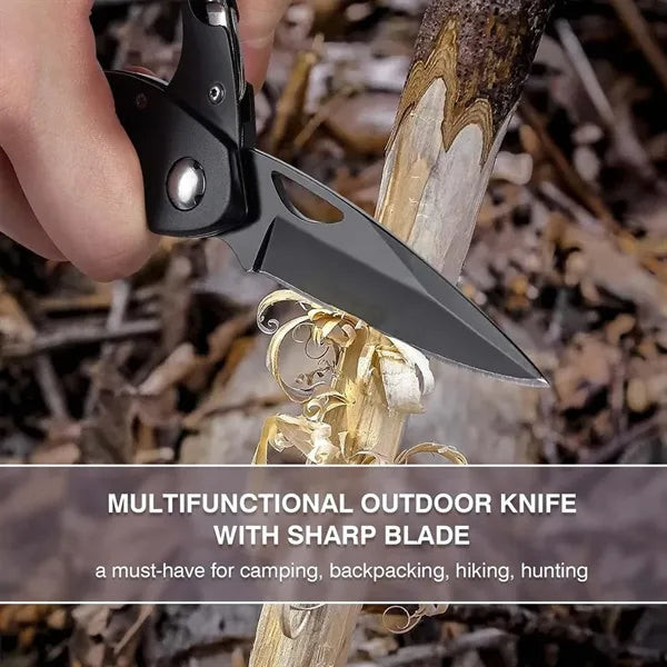 Camping hiking foldable pocket knife multitool carabiner