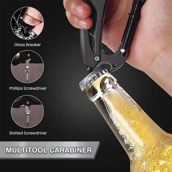 Camping hiking foldable pocket knife multitool carabiner