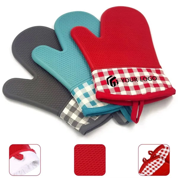 Heat resistant durable grilling kitchen silicone oven mitts