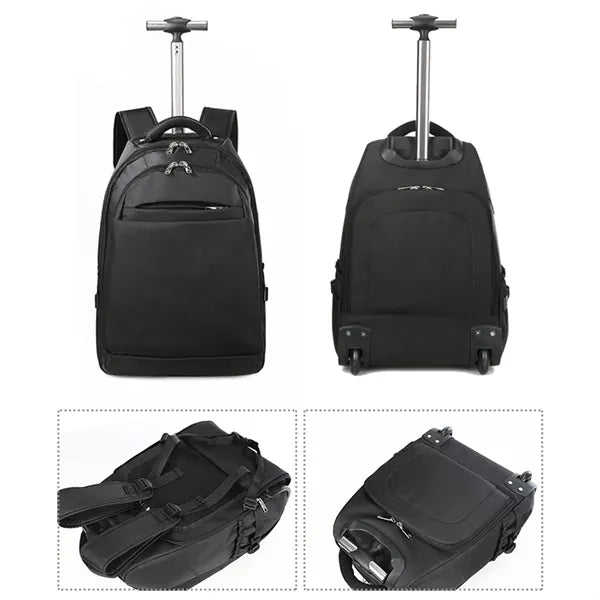 Business travel college laptop suitcase bag rolling backpack