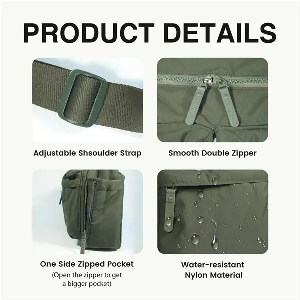 Large Capacity Crossbody Nylon Bag with Multiple Pockets