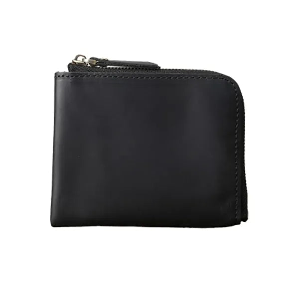 Retro Crazy Horse Leather Zipper Flat Wallet