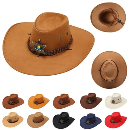 Stylish Wide Brim Wool Cowboy Hat For Travel Or Theme Party