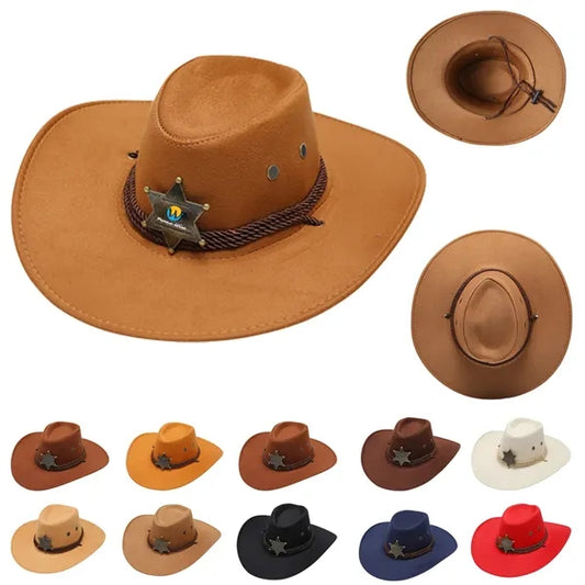 Stylish Wide Brim Wool Cowboy Hat For Travel Or Theme Party