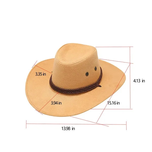 Stylish Wide Brim Wool Cowboy Hat For Travel Or Theme Party