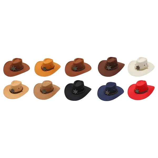 Stylish Wide Brim Wool Cowboy Hat For Travel Or Theme Party