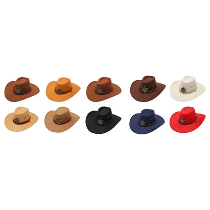 Stylish Wide Brim Wool Cowboy Hat For Travel Or Theme Party