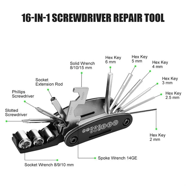 Portable Mountain Bike Repair Kit with Tire Patch Tools