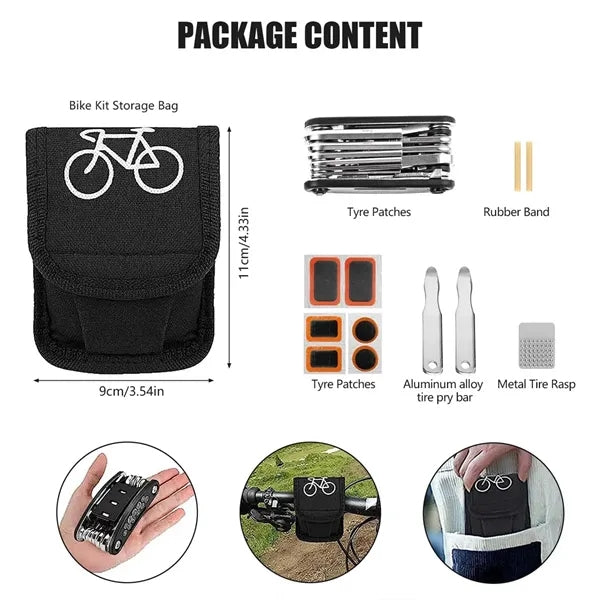 Portable Mountain Bike Repair Kit with Tire Patch Tools