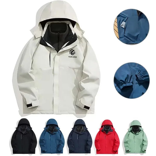 Customized logo 3-in-1 Windbreaker Hiking Hooded Jackets