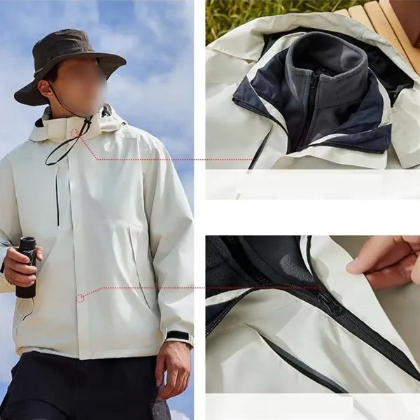 Customized logo 3-in-1 Windbreaker Hiking Hooded Jackets