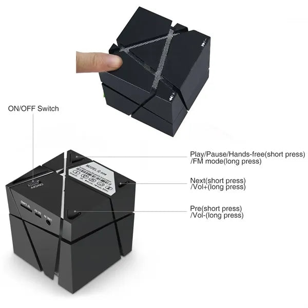 Portable Wireless Cube Bluetooth Speaker with Colorful Light