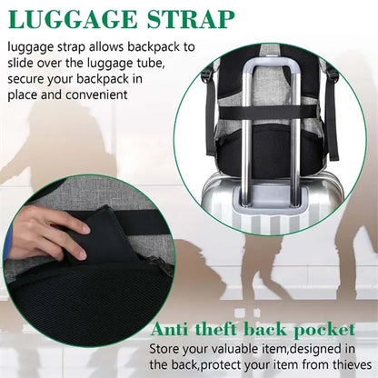 Computer Laptop Backpack with USB Port and Trolley Sleeve