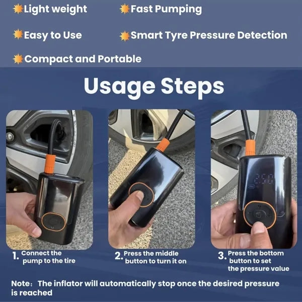 Vehicles car portable tire inflator smart digital air pump