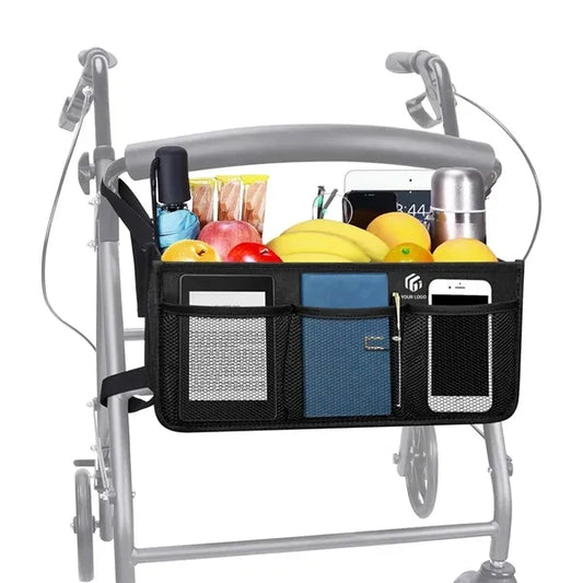 Seniors nursing wheelchair organizer bag walker basket