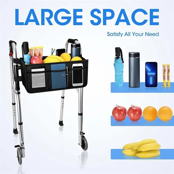 Seniors nursing wheelchair organizer bag walker basket
