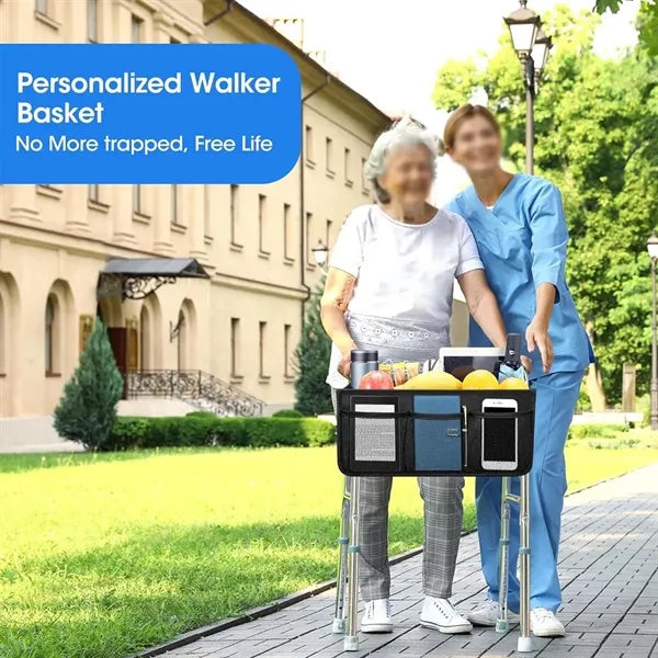 Seniors nursing wheelchair organizer bag walker basket