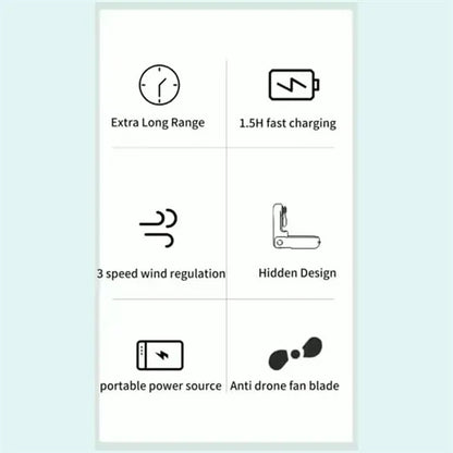 3 In 1 Foldable Personal Fan with Power Bank
