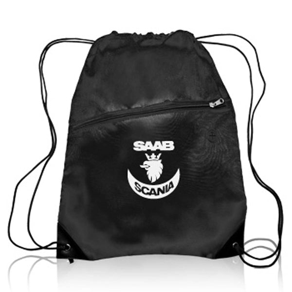 Drawstring Sports Bag w/ Zipper & Earphone Slot (13.5"x18")