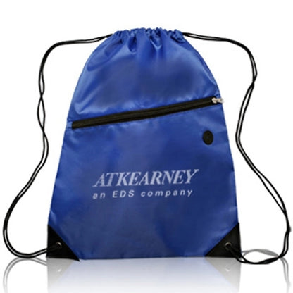 Drawstring Sports Bag w/ Zipper & Earphone Slot (13.5"x18")