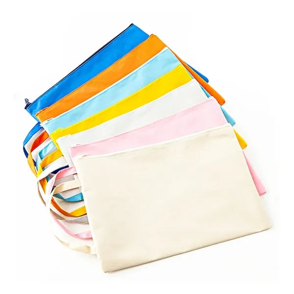 Colorful Zippered Canvas Pouches for Organization