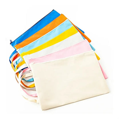 Colorful Zippered Canvas Pouches for Organization