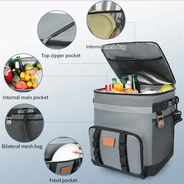 Rolling Cart Cooler Bag Insulated 35 L Capacity