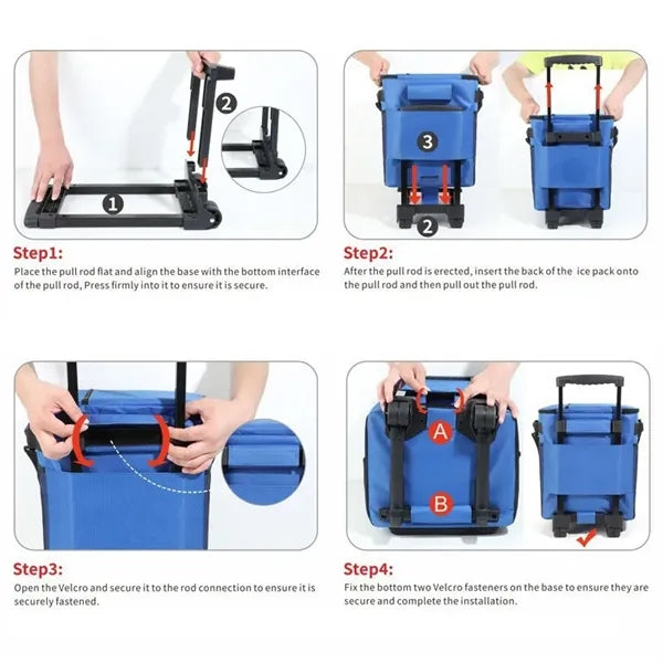 Rolling Cart Cooler Bag Insulated 35 L Capacity