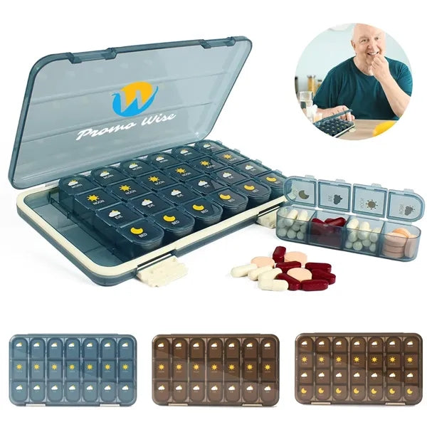 Multi-Compartments Portable Rectangle Travel Weekly Pillbox