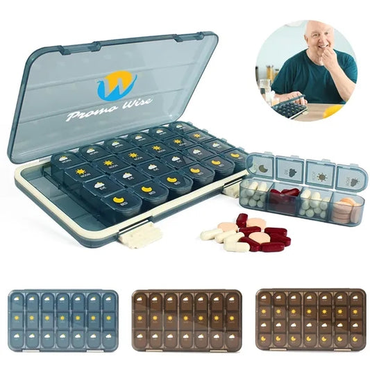 Multi-Compartments Portable Rectangle Travel Weekly Pillbox