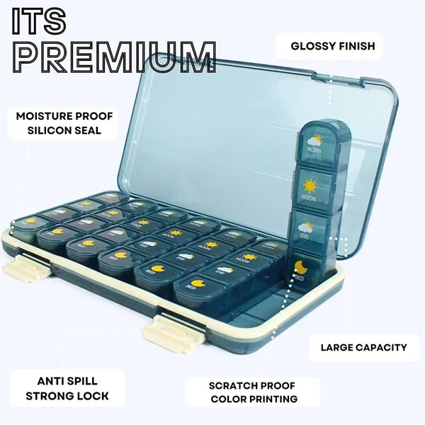 Multi-Compartments Portable Rectangle Travel Weekly Pillbox