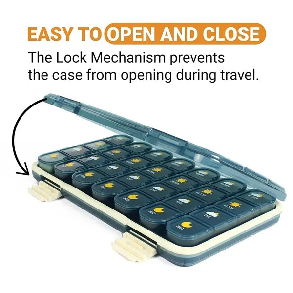 Multi-Compartments Portable Rectangle Travel Weekly Pillbox