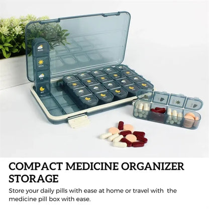 Multi-Compartments Portable Rectangle Travel Weekly Pillbox