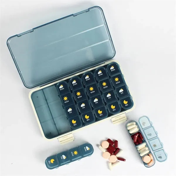 Multi-Compartments Portable Rectangle Travel Weekly Pillbox