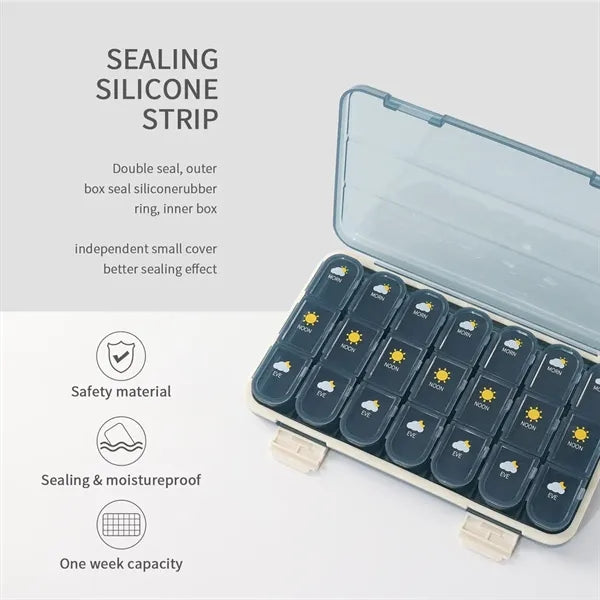 Multi-Compartments Portable Rectangle Travel Weekly Pillbox